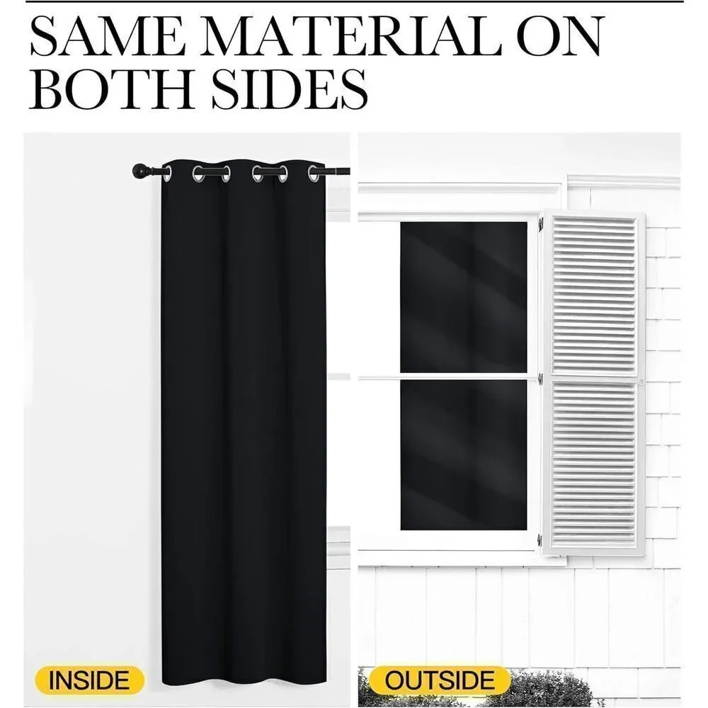 Halloween Pitch Black Solid Thermal Insulated Grommet Blackout Curtains/Drapes 4